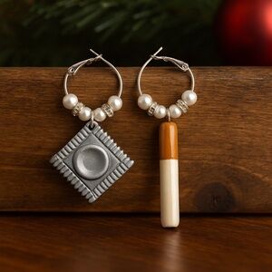 Condom & Cigarette Hoop Earrings – Funny Mismatched Polymer Clay Jewelry